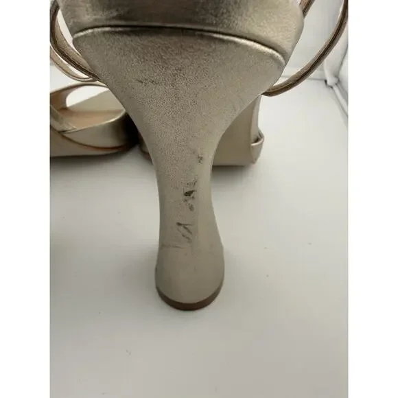 Steve Madden Beki Sandal in Gold Color 4.25" Heel - Women's Size 10 - Picture 7 of 9